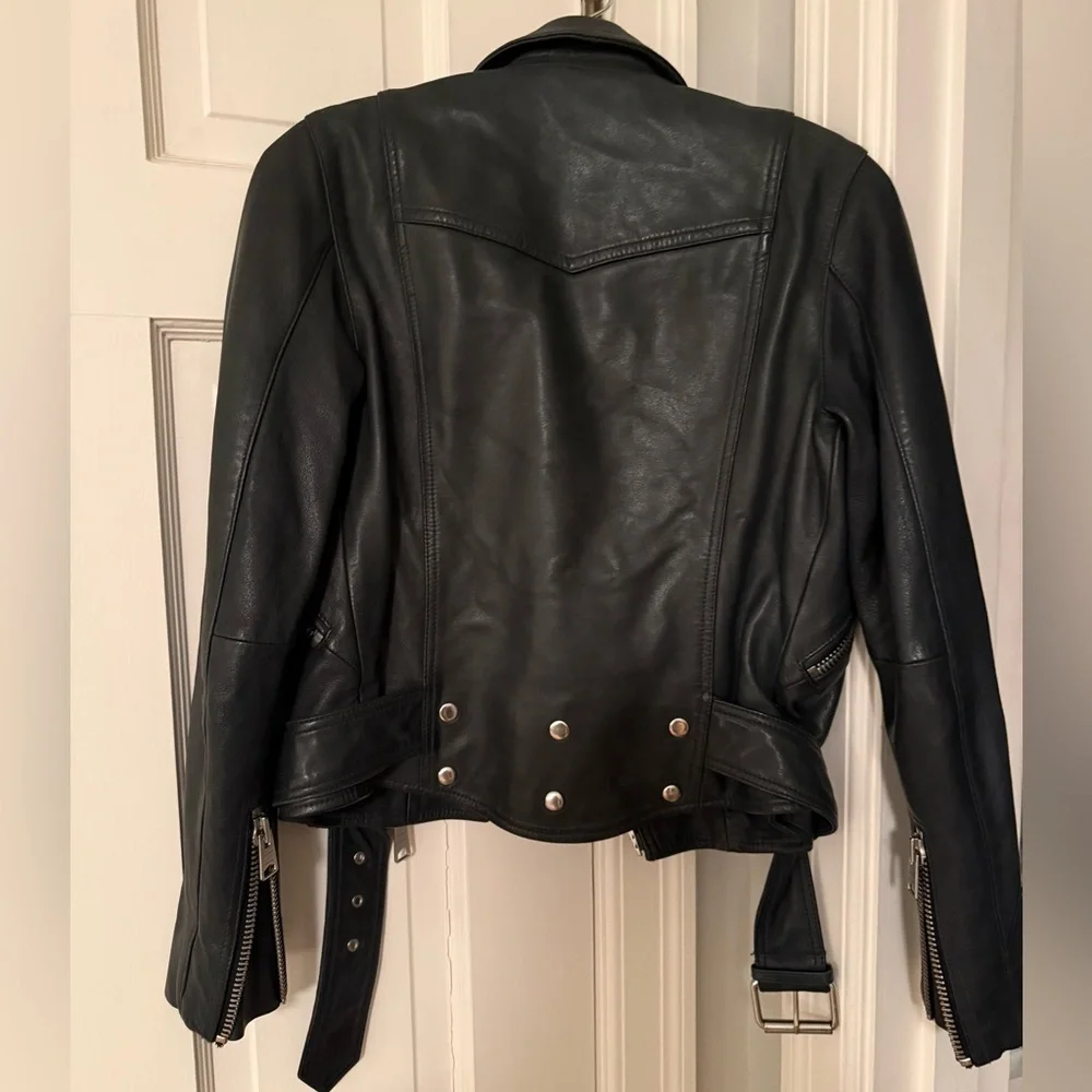 All Saints Black Leather Biker Jacket - Picture 4 of 4